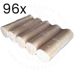 96 kpl Briketti PYÖREÄÄ 10 kg kutistemuovipaketissa, yht. 960 kg. Yhdessä paketissa on 5 briketin palaa.