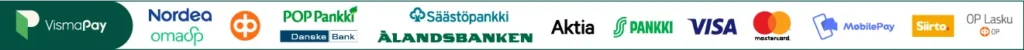 Visma Pay -banneri, vaaka. Monipuoliset ja turvalliset maksutavat - Miksun briksut.