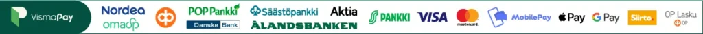 Visma Pay -banneri, vaaka. Monipuoliset ja turvalliset maksutavat - Miksun briksut.