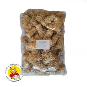 Noin 80 sytytyskieppiä, noin 1 kg / sytytysvilla-kääröä kierrätettävässä muovipussissa.